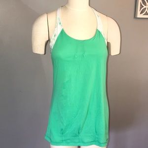 Lululemon green floral tank top size 10